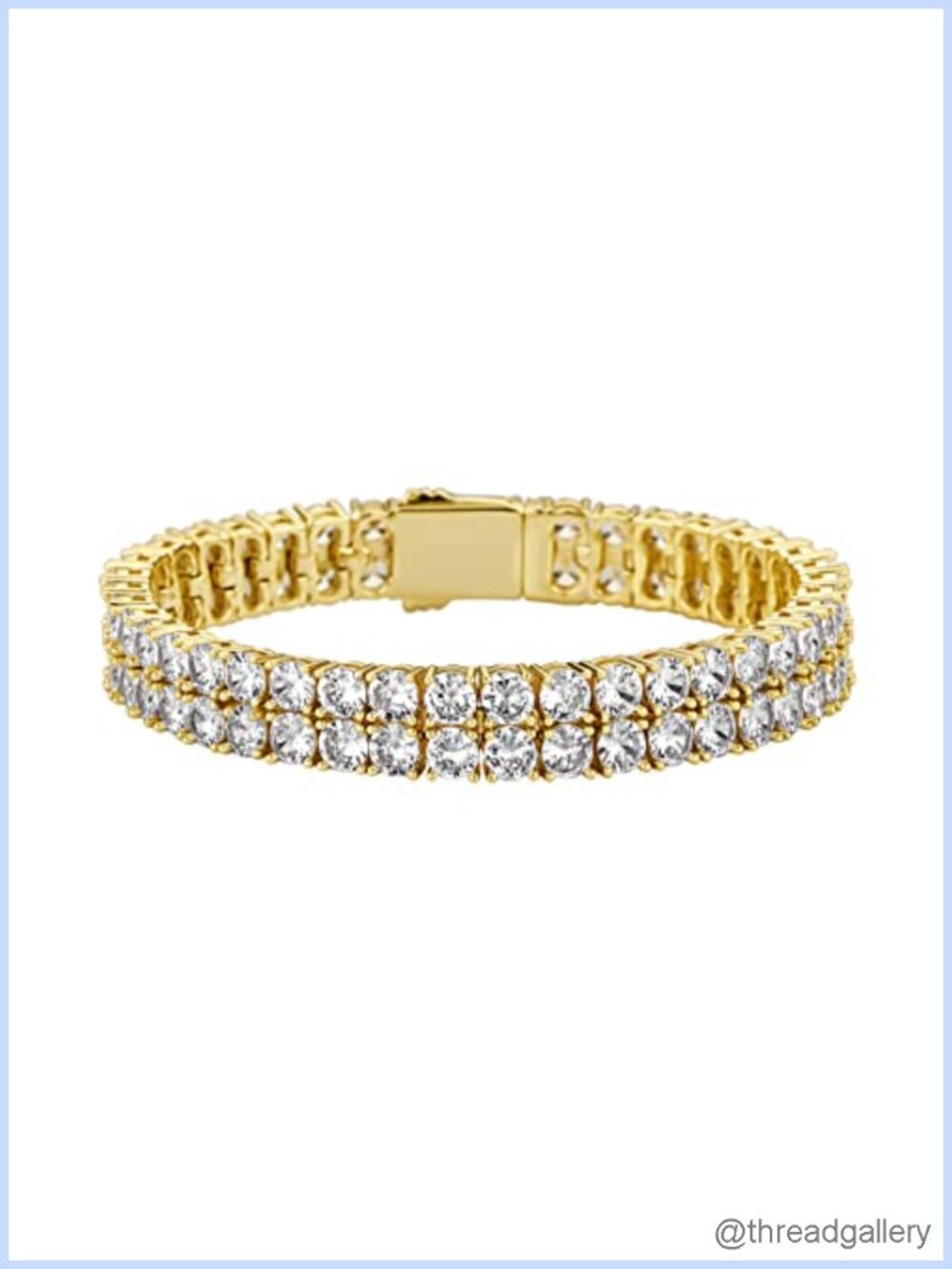 14K Gold Plated Brass Tennis Bracelet, Cubic Zirconia, Unisex Hip-Hop
